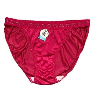 Vintage Kiki pink panties 70s 80s nylon NWT Deadstock lace shiny floral flowers